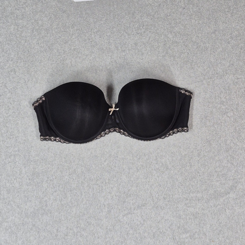 Btempt'd Women Bra 36C Black Push Up Underwired Lace Bow Strap READ